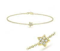 Gold Plated Sparkling Star with CZ Stones Silver Bracelet BRS-61-GP